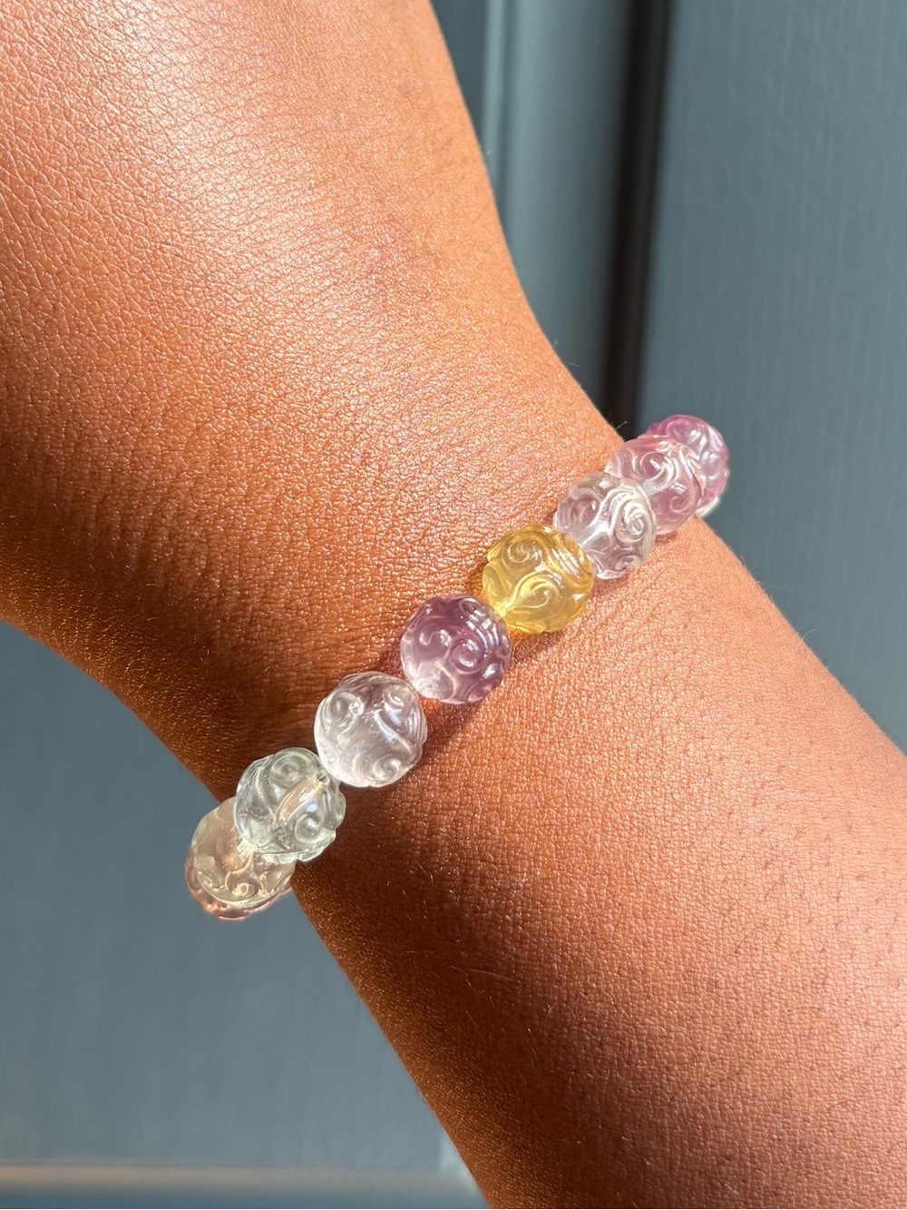 Pastel Fluorite Lucky Cloud Crystal Charm Bracelet 11mm - Picture 9 of 11